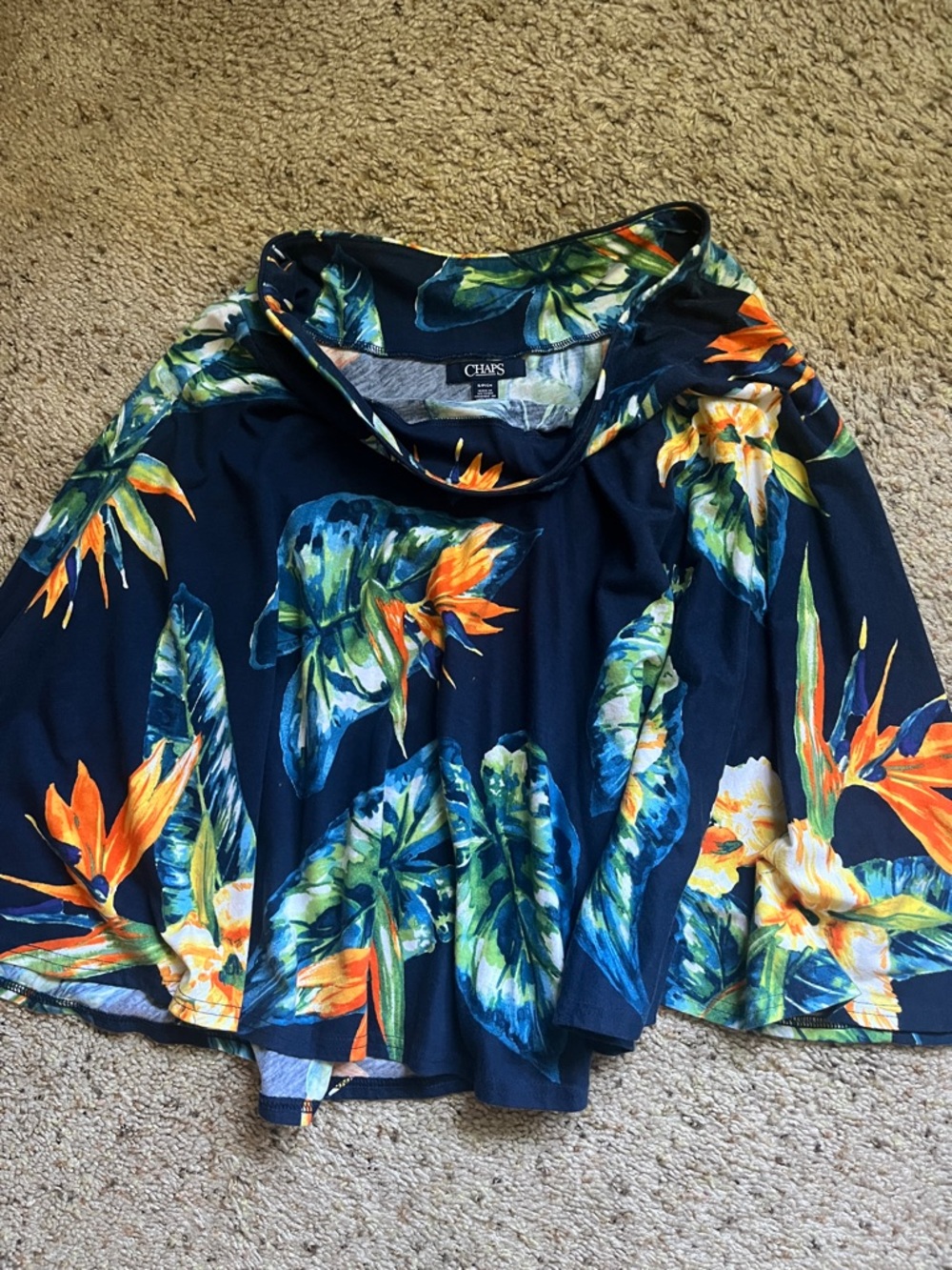 Chaps Navy Tropical Floral Skirt